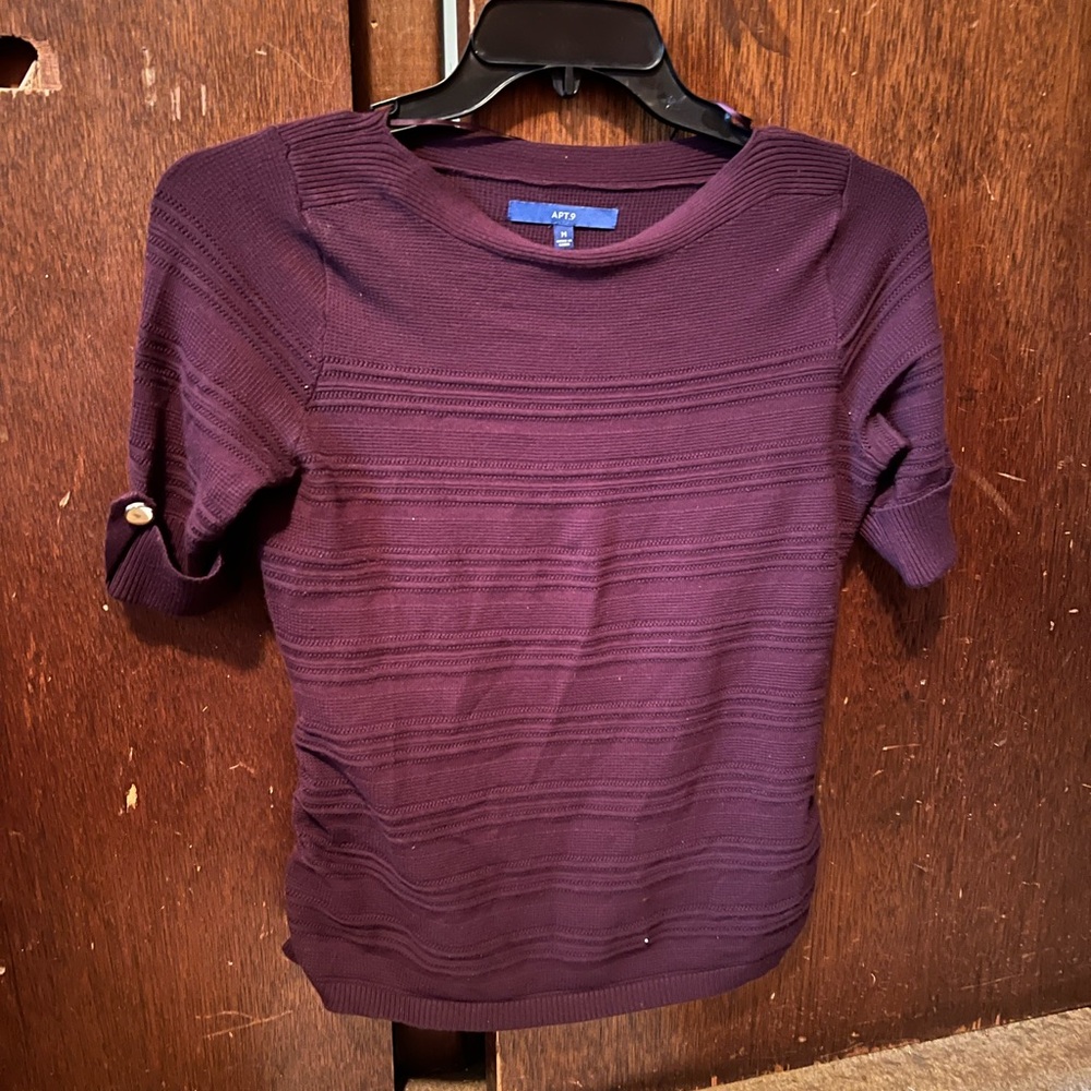 APT 9 Mid Sleeve Purple Top